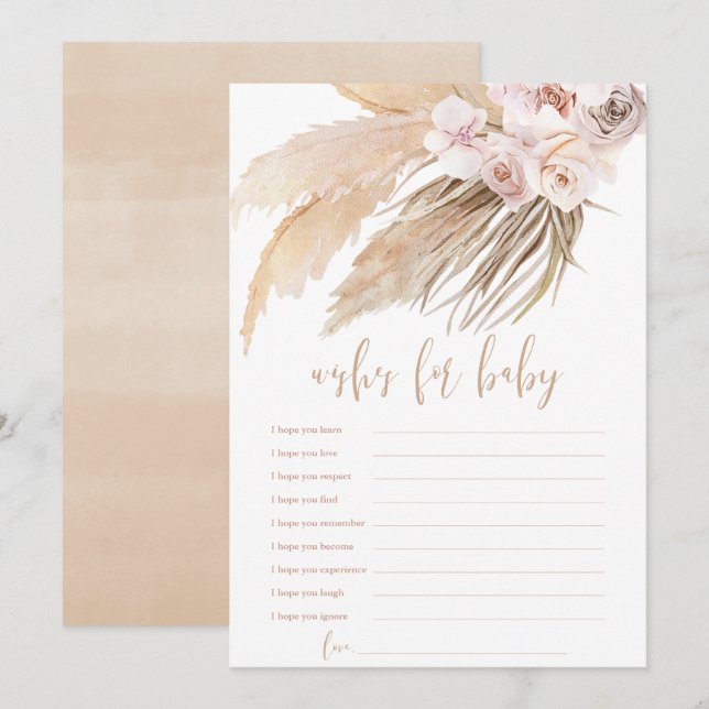 Wünsche für Baby Pampas Grass Boho Babydusche Einladung (Vorne/Hinten)