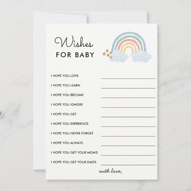 Wünsche für Baby Pastel Rainbow Baby Shower Einladung (Vorderseite)