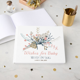 Wünsche für Baby Peach Pastel Botanical Baby Showr Gästebuch