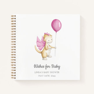Wünsche für Baby Pink Dragon Baby Shower Gästebuch Notizbuch