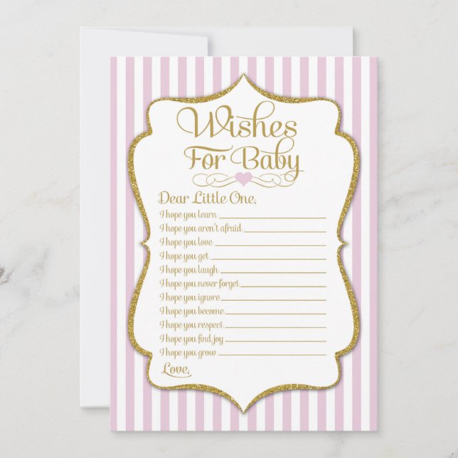 Wünsche für Baby Pink Gold Girl Baby Duschgame (Vorderseite)