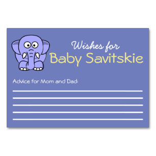 Wünsche für Baby-Ratekarte Tischnummer