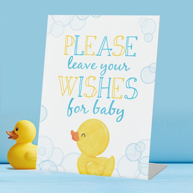 Wünsche für Baby Rubber Duck Baby Duck Sockelschild (Wishes for Baby Rubber Duck Baby Shower Advice for Baby Sign)