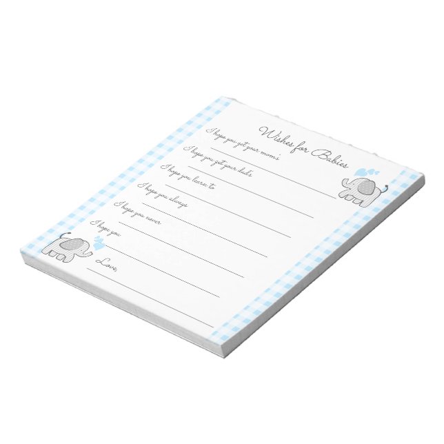Wünsche für Baby Shower Game Elefanten Notizblock (Rotiert)