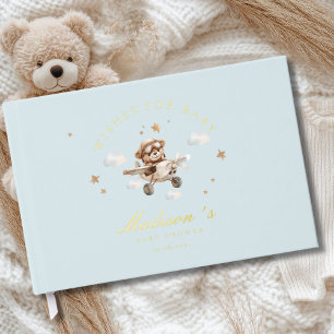 Wünsche für Baby! Teddy Bear & Airplane Gästebuch