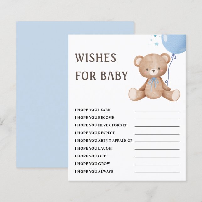 Wünsche für Baby | Teddy Bear Boy Baby Shooting Ga (Vorne/Hinten)