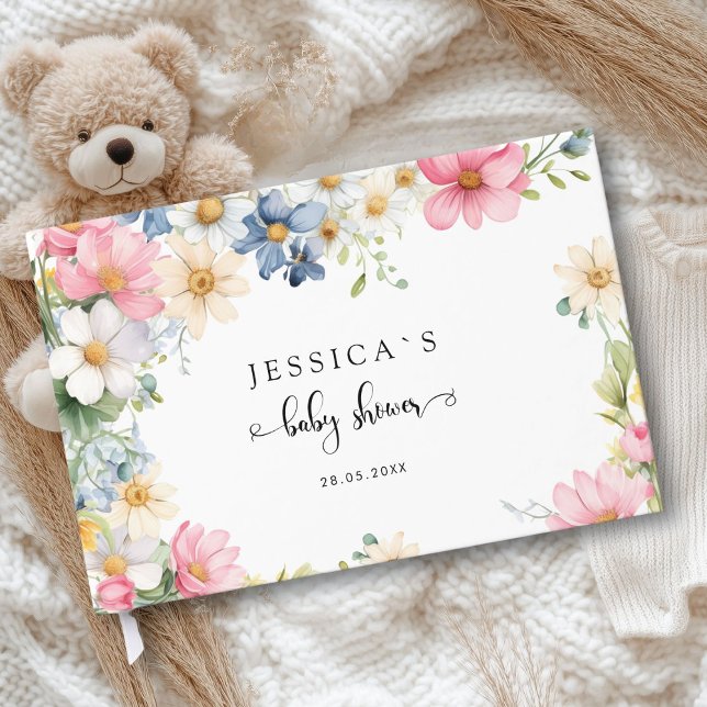 Wünsche für Baby! Wildblume, Baby Shower Guest Boo Gästebuch (Personalized " Wishes for Baby!" Wildflower, Baby Shower Guest Boo Guest Book)