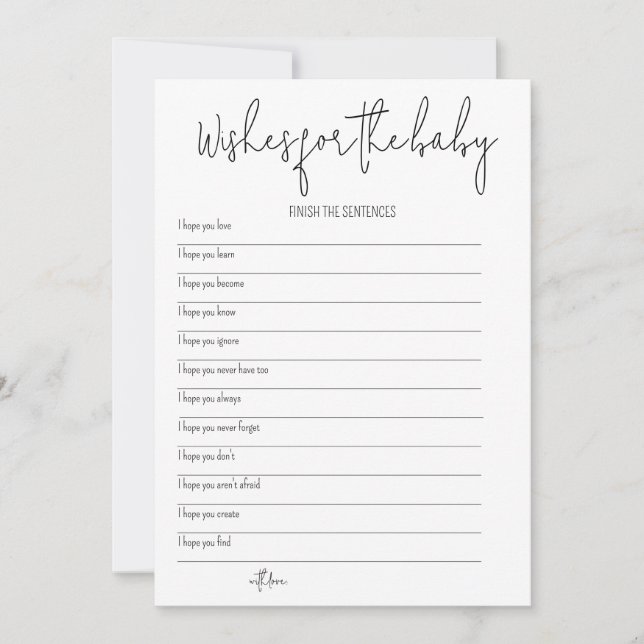 Wünsche für das Baby - Baby Shower Game Einladung (Vorderseite)