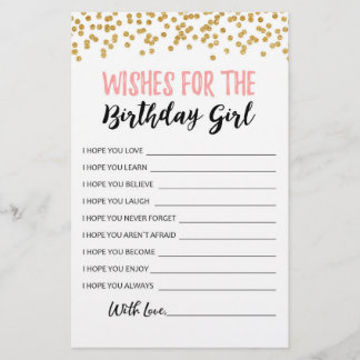 Wünsche für das Geburtstagsmädchen Geburtstagspart