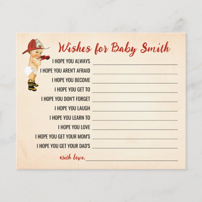 Wünsche für die Baby Firefighter Baby Shower Card Flyer (Vorne)