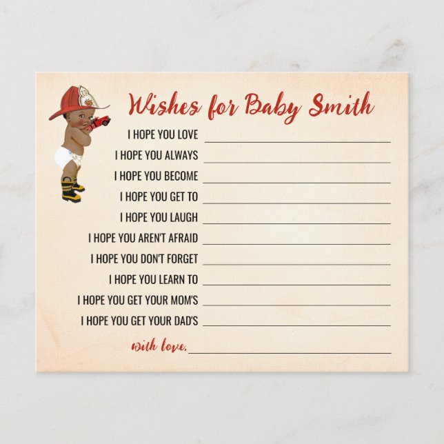 Wünsche für die Baby OM Fireman Baby-Duschkarte Flyer (Vorne)