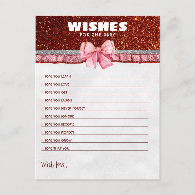 Wünsche für die Weihnachtsdusche des Babys Postkarte (Vorderseite)