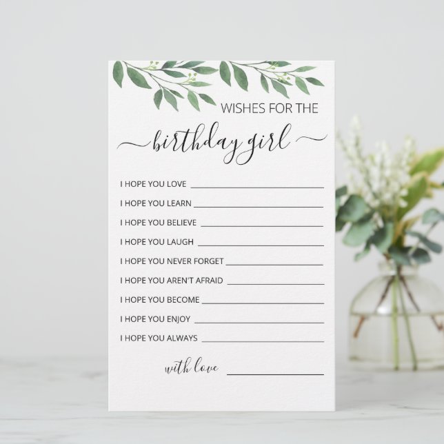 Wünsche für Geburtstagskarte (Stehend Vorderseite)