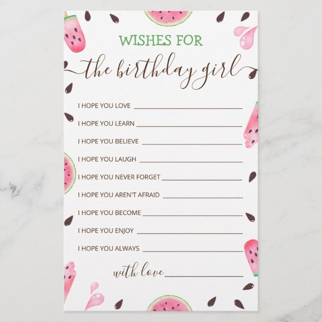 Wünsche für Geburtstagskarte (Vorderseite)