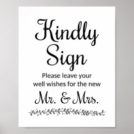 Wünsche für neue Frau Wedding Gästebuchsigne Poster