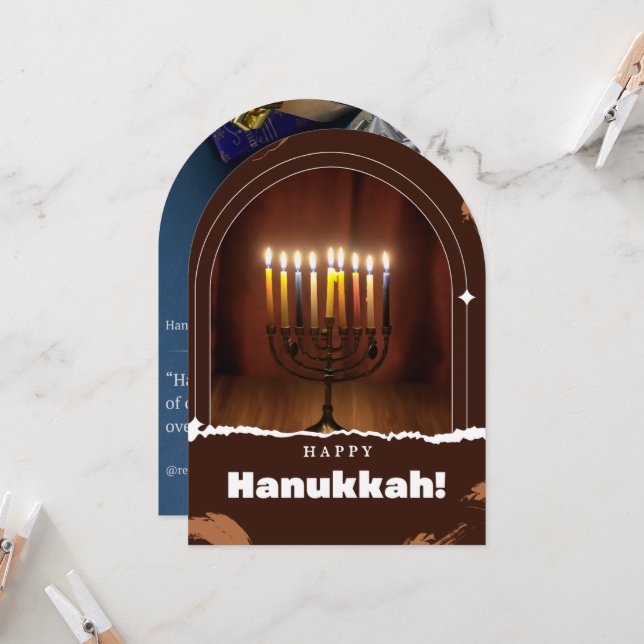 Wünsche Happy Hanukkah Einladung (Vorderseite/Rückseite Beispiel)
