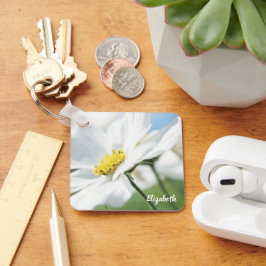 Wünsche mit White Daisies Personalisiert Schlüsselanhänger