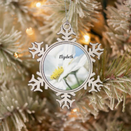 Wünsche mit White Daisies Personalisiert Schneeflocken Zinn-Ornament