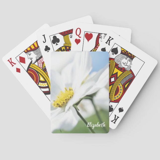 Wünsche mit White Daisies Personalisiert Spielkarten (Rückseite)