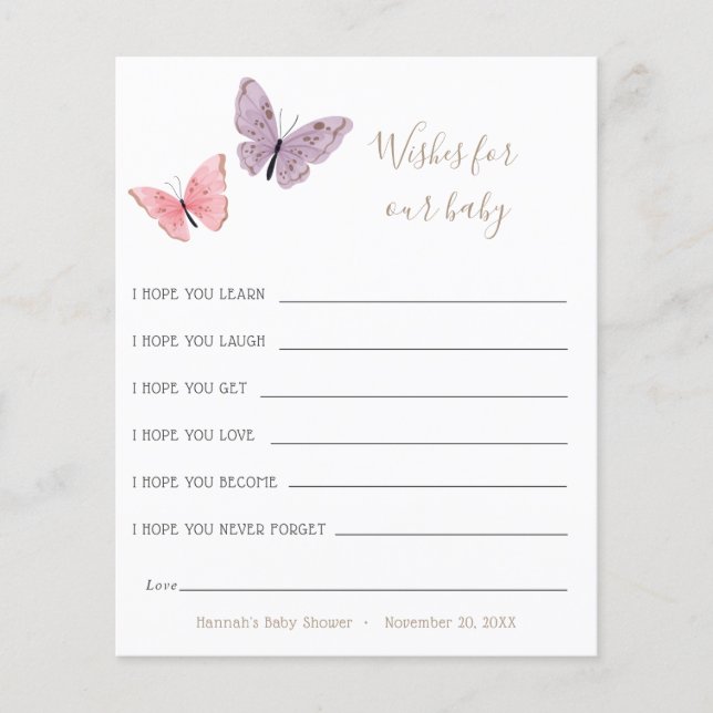 Wünsche nach Baby Butterfly Card (Vorderseite)