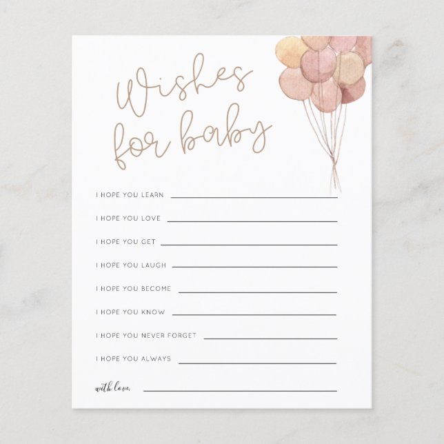 Wünsche nach Baby Pink Balloons Advice Card (Vorderseite)