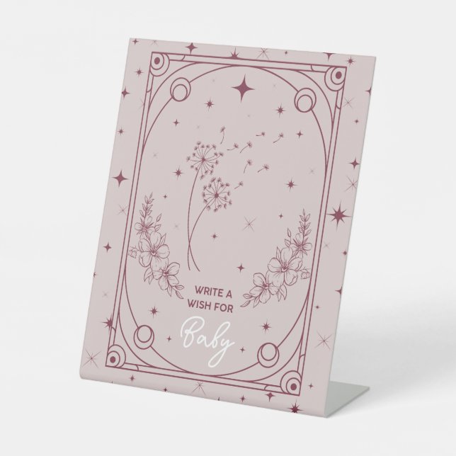 Wünsche nach Baby Pink Tarot Babydusche Sockelschild (Vorderseite)