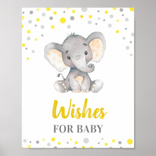 Wünsche nach Baby Yellow Dots Elephant Baby Shower Poster
