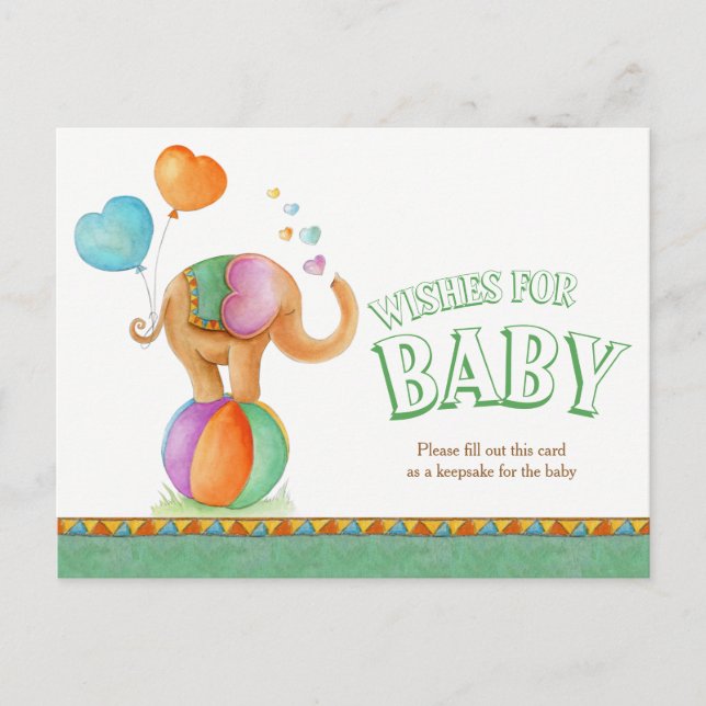 Wünsche nach Babyzirkus Elefantendusche Postkarte (Vorderseite)