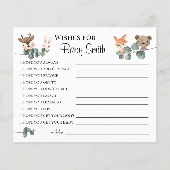 Wünsche nach einer neuen Baby Woodland Babyduschka Flyer (Vorne)