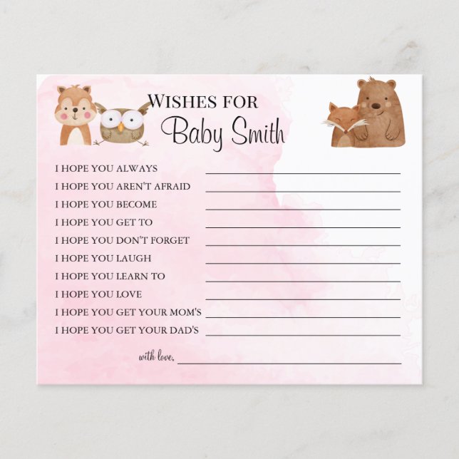 Wünsche nach einer neuen Baby Woodland Babyduschka Flyer (Vorne)