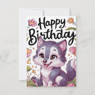 Wünsche Simple Wolf Digital Geburtstag Karte