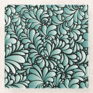 Wünschen Fleur-Muster in Minty Green Glasuntersetzer