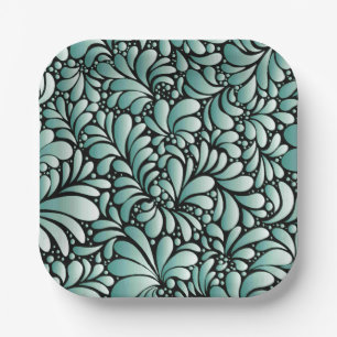 Wünschen Fleur-Muster in Minty Green Pappteller