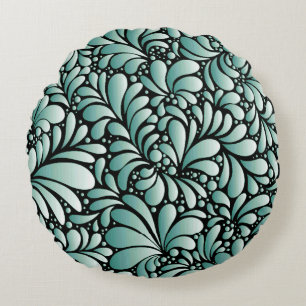 Wünschen Fleur-Muster in Minty Green Rundes Kissen