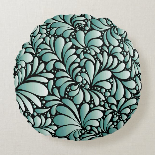 Wünschen Fleur-Muster in Minty Green Rundes Kissen (Vorderseite)