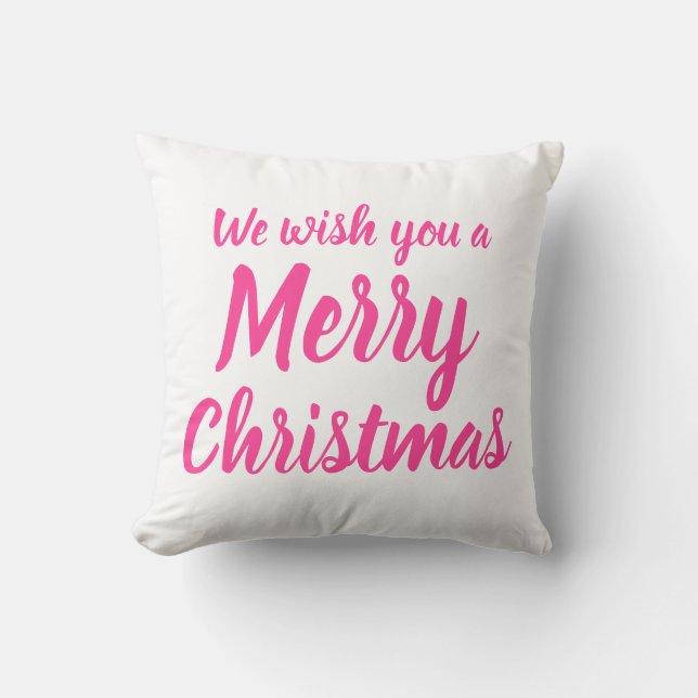 Wünschen Sie einen frohen Weihnachten Rosa Urlaub Kissen (Vorderseite)