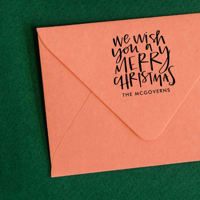 Wünschen Sie einen frohen Weihnachts-Individuelle  Gummistempel (Wish You a Merry Christmas custom holiday rubber stamp.)