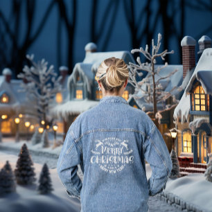 Wünschen Sie frohe Weihnachten Retro White Typogra Jeansjacke