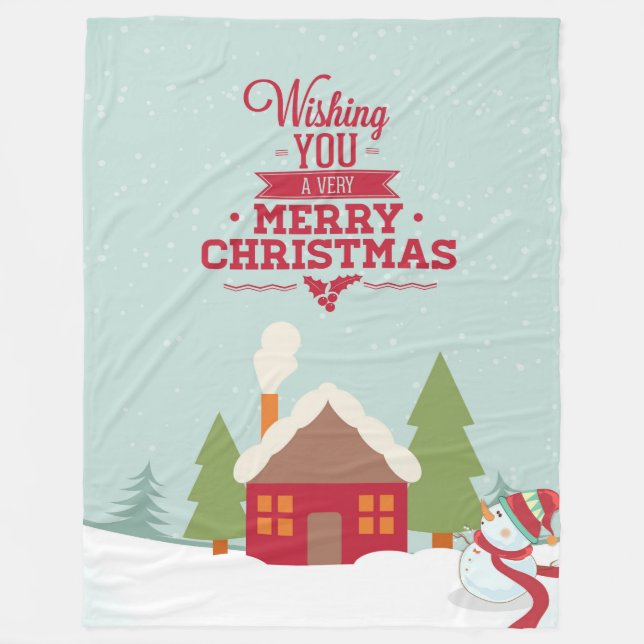 Wünschen Sie frohe Weihnachten Typografisches Desi Fleecedecke (Vorderseite)