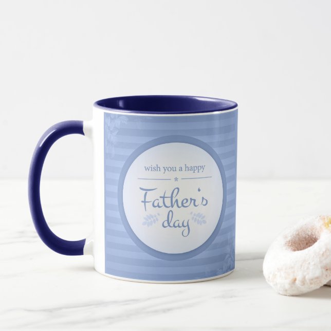 Wünschen Sie glückliche Väter Tag Text blau Tasse (Mit Donut)