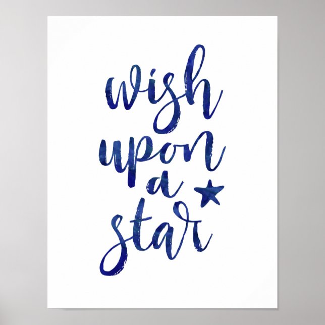 Wünschen Sie sich ein blaues Typografie-Poster der Poster (Vorne)