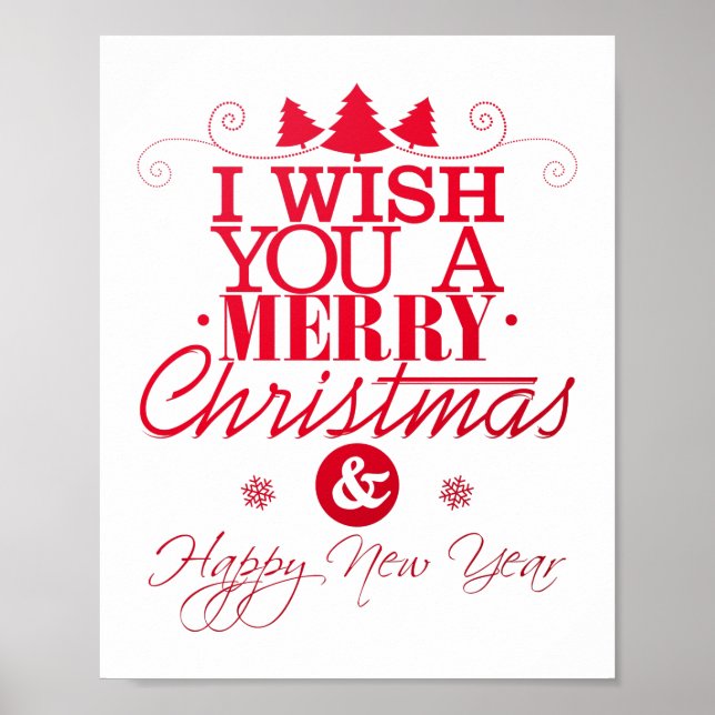 Wünschen Sie sich ein frohes Weihnachtsfest und ei Poster (Vorne)