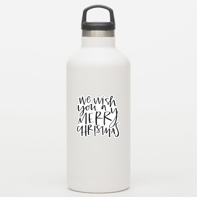 Wünschen Sie sich ein fröhliches Weihnachtshandbri Aufkleber (Wassserflasche)