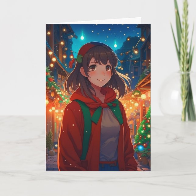 Wünschen Sie sich ein Weihnachtsanime-Pun Karte (Vorderseite)