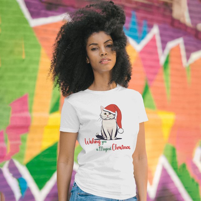 Wünschen Sie sich eine magische Weihnachtskatze T-Shirt (Von Creator hochgeladen)