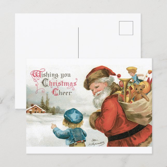 Wünschen Sie Weihnachten von Ellen Clapsaddle Postkarte (Vorne/Hinten)