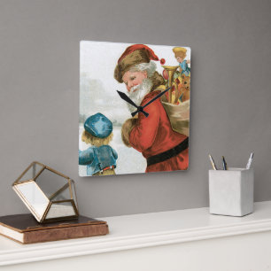 Wünschen Sie Weihnachten von Ellen Clapsaddle Quadratische Wanduhr