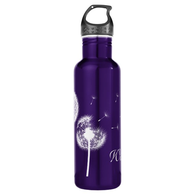 Wünschen! (Violette) Edelstahlflasche (Vorderseite)