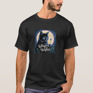 Wunschflüstern schwarze Katze mit Löwenzahn unter T-Shirt
