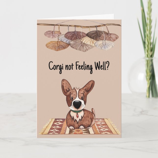 Wunschkarte für eine schnelle Genesung für Corgi Dankeskarte (Vorderseite)